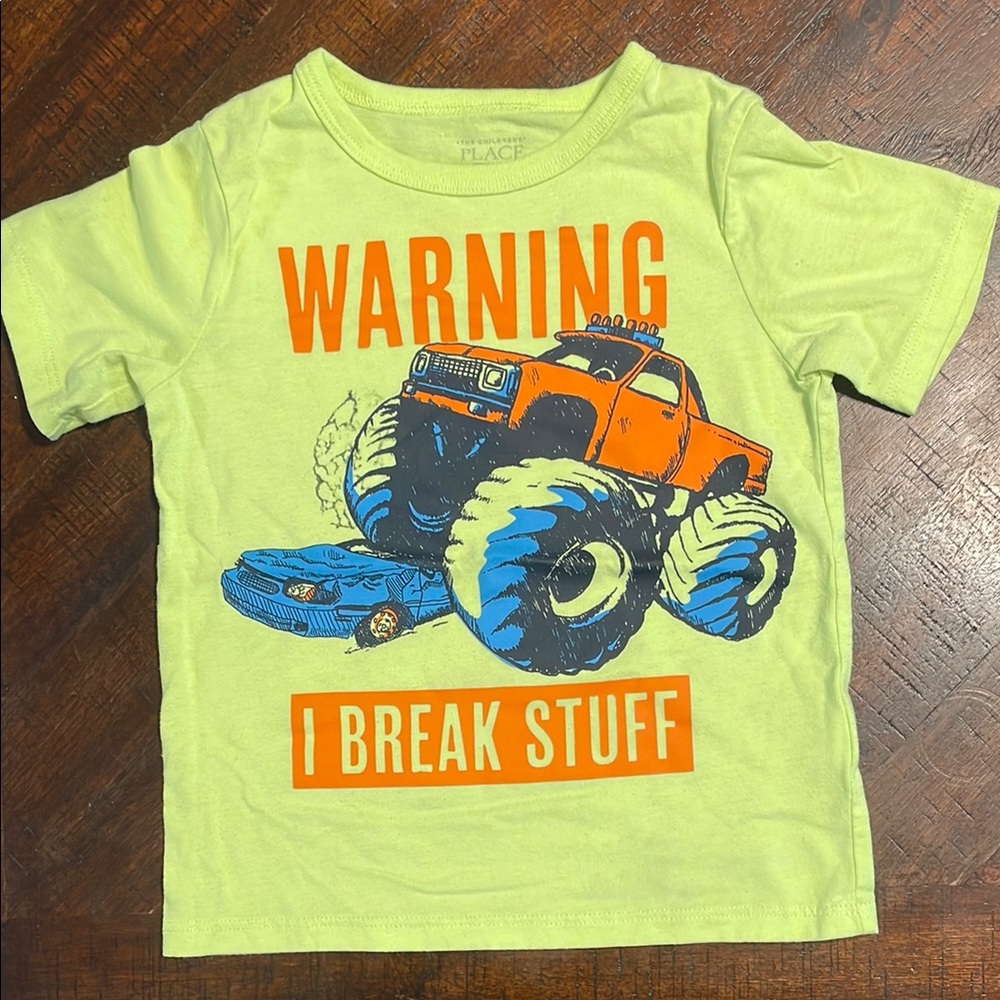 Kids Lime Green Monster Truck T-Shirt